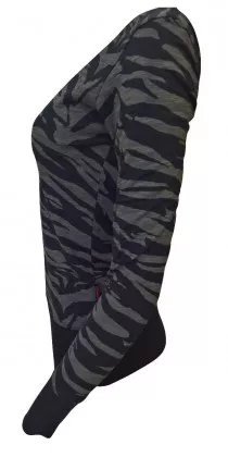 Damen Top Zebra Print Schwarz Grau Slim Fit
