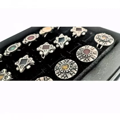 Gothic & Punk Ringset Colored Accents 18 pcs