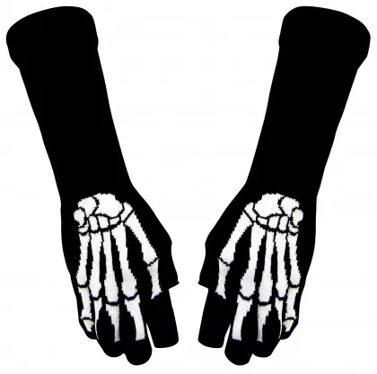 Fingerlose Armstulpen mit Skeletthand Motiv