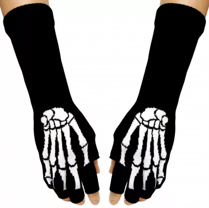 Fingerless Arm Sleeves With Skeletol Hand Pattern