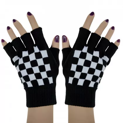 Fingerlose Handschuhe mit Schachbrettmuster