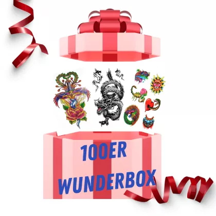 Wunderbox - Wundertüte - Faketattoos - 100 Stück diverse Motive gemischt