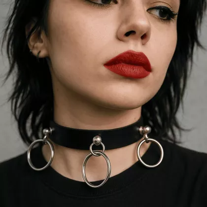 Leder Halsband Choker O-Ringe