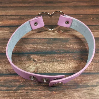 Herz Choker | Kunstleder Pink