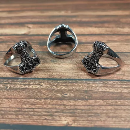 Thorhammer Edelstahl Ring | Mjölnir | Mystisches Symbol | V-Ring