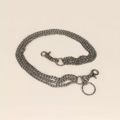 Verchromte Metallkette 70 cm mit 2 Karabinern und Schlüsselring