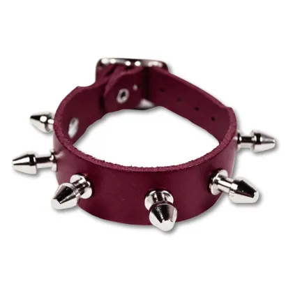 Killernieten Lederarmband | weinrot
