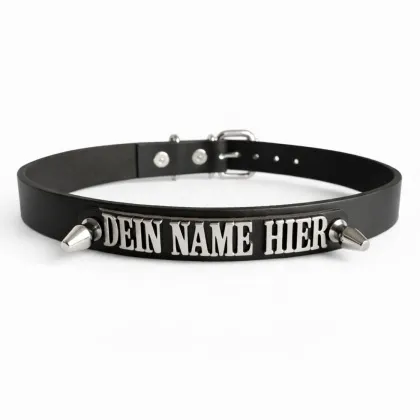 Lederhalsband mit individuellem Namen | Killernieten