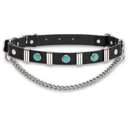 Leather Bootstrap - round turquoise Stones