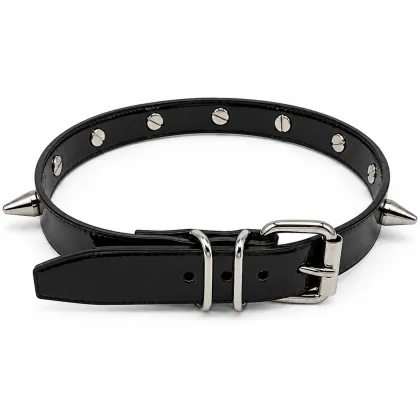 Lackleder Halsband mit 1.5 cm Conenieten