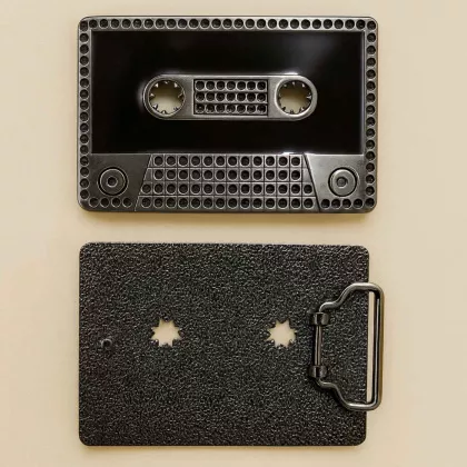 Gürtelschnalle Kassette | Metall Buckle im Kassetten-Design