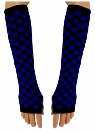 Schwarz Blau Karierte Armwärmer