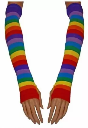 Armwärmer mit Regenbogen Streifen