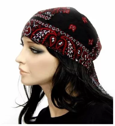 Bandana Kopftuch Schwarz Rot Paisley