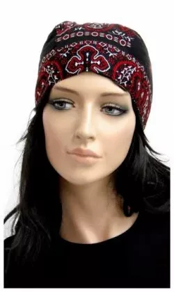 Bandana Kopftuch Schwarz Rot Paisley