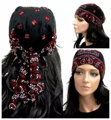 Bandana Kopftuch Schwarz Rot Paisley