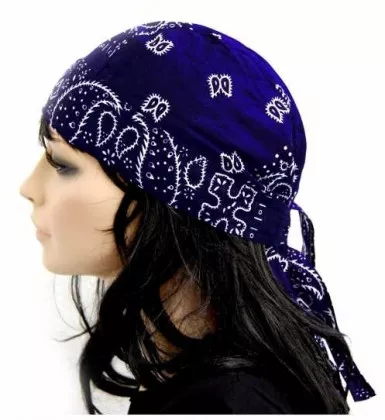 Bandana Kopftuch Dunkelblau Weiß Paisley