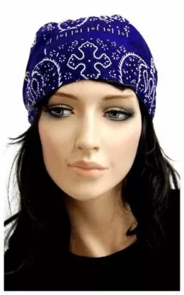 Bandana Kopftuch Dunkelblau Weiß Paisley