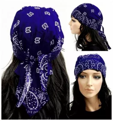 Bandana Kopftuch Dunkelblau Weiß Paisley