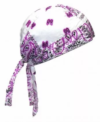 Bandana Kopftuch Weiß Violett Paisley