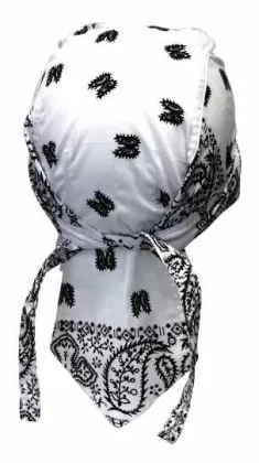 Bandana Kopftuch Weiß Schwarz Paisley