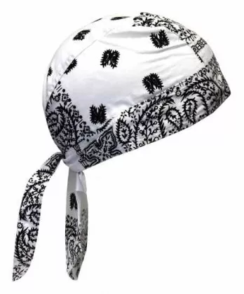 Bandana Kopftuch Weiß Schwarz Paisley