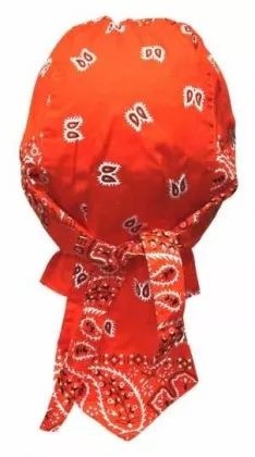 Bandana Cap Orange White Paisley