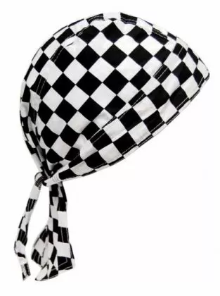 Bandana Cap Black and White Chess Pattern