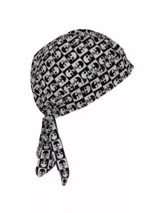 Bandana Kopftuch Schwarz Weiß Totenköpfe