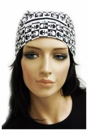Bandana Kopftuch Schwarz Weiß Totenköpfe