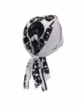 Bandana Kopftuch Weiß Schwarz Totenköpfe