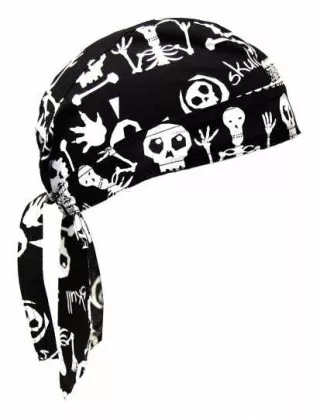 Bandana Kopftuch Schwarz Skull Show