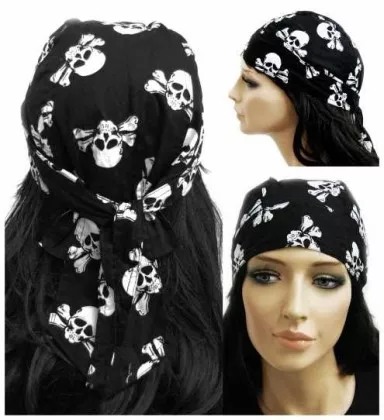 Bandana Kopftuch Schwarz & Totenköpfe