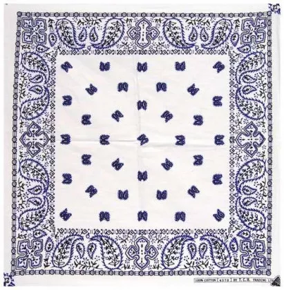 Bandana Halstuch Paisley Weiß Blau