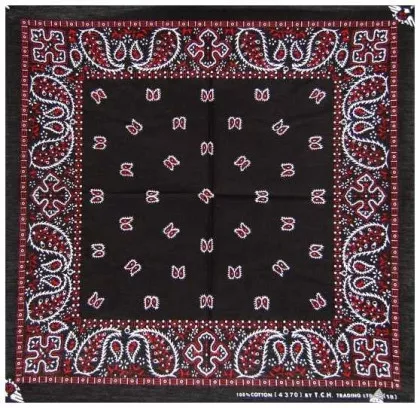 Bandana Head Wrap Scarf Paisley Black & Red