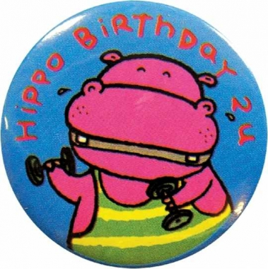 Button Badge Hippo Birthday