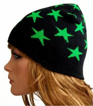 Beanie - Grüne Sterne