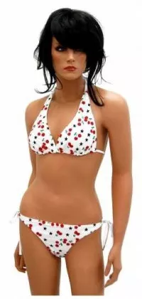 Bikini White with Stars and Cherries
