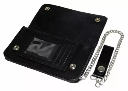 Big Size Leather Wallet with American Biker Patch
