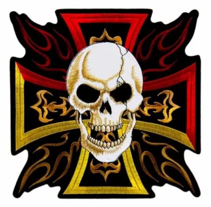 Aufnäher - Burning Iron Cross with Skull