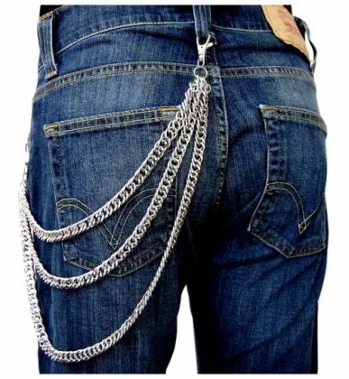 Schlüsselkette - Biker Kette - Chrom - 3-reihig