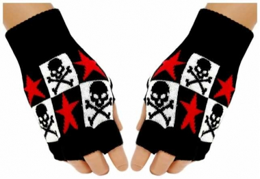 Fingerless Gloves Stars & Skulls