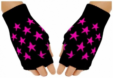 Fingerless Gloves Pink Stars