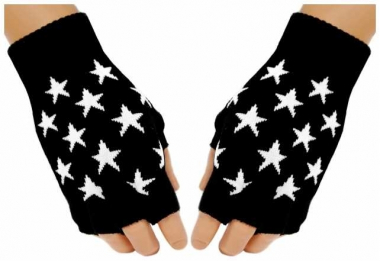 Fingerless Gloves White Stars