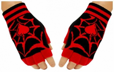 Fingerless Gloves Red Web Ace