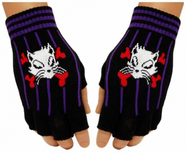 Fingerless Gloves Cat & Bones
