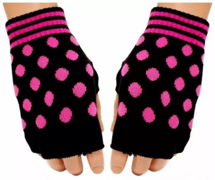 Fingerlose Handschuhe Pink Polka Dots