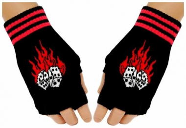 Fingerless Gloves Flaming Dices