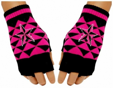 Fingerless Gloves Pink nautic Star