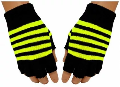 Fingerlose Handschuhe Neon Yellow Stripes